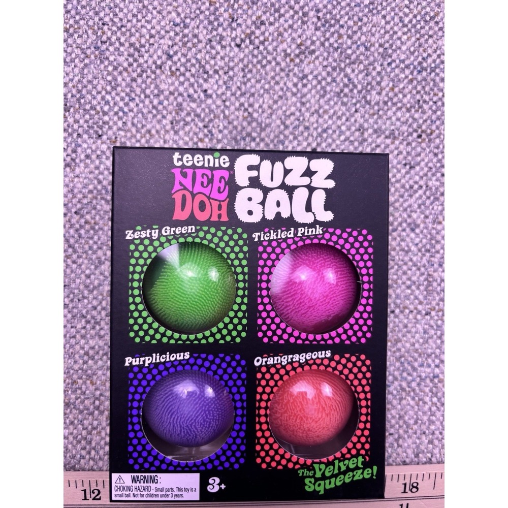 Schylling NeeDoh Teenie Fuzz Ball Toy 4-Pack 1.5" AUTHENTIC